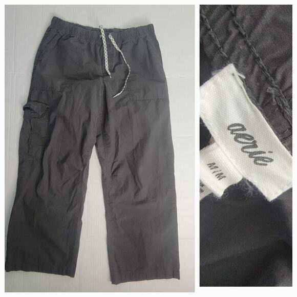 Aerie Pants Womens Medium Wide Leg Cropped Ankle Pull On Elastic Waist Gorpcore - Picture 1 of 9